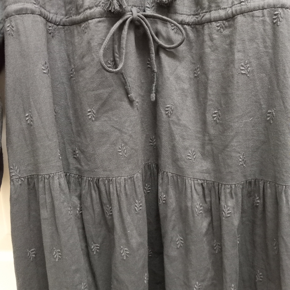 Old Navy Waist Defined Embroidered Midi Dress Gray Size XL Pockets Boho Peasant - Picture 7 of 16